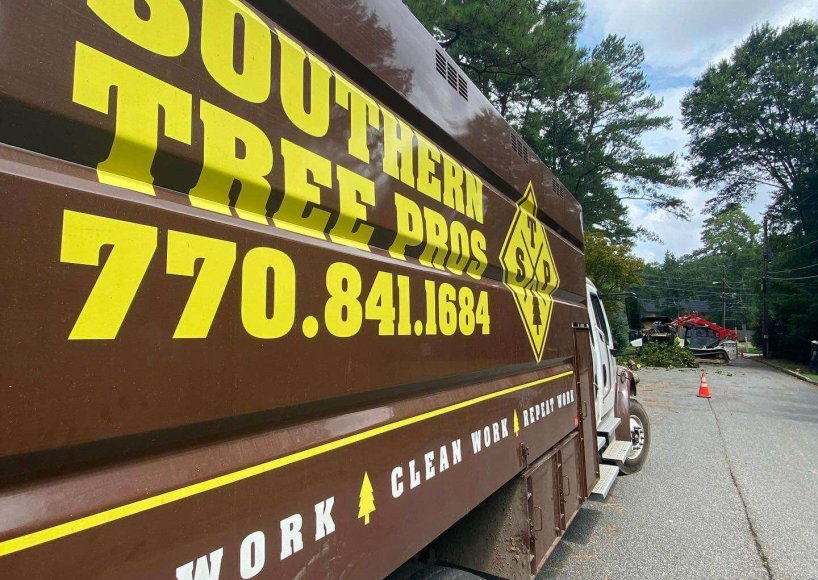 The Southern Tree Pros team beginning a tree removal job in Atlanta